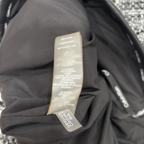 6 Calvin Klein Pencil Skirt Tweed Sequin Above Knee Mini Lined Faux Leather Zip - Picture 12 of 12